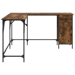 Berkfield Home Decorative Desk Smoked Oak 141x141x75 cm Engineered Wood in Brown - Size: 141 x 141 x 75 cm - thumbnail 7
