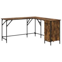 Berkfield Home Decorative Desk Smoked Oak 141x141x75 cm Engineered Wood in Brown - Size: 141 x 141 x 75 cm - thumbnail 3