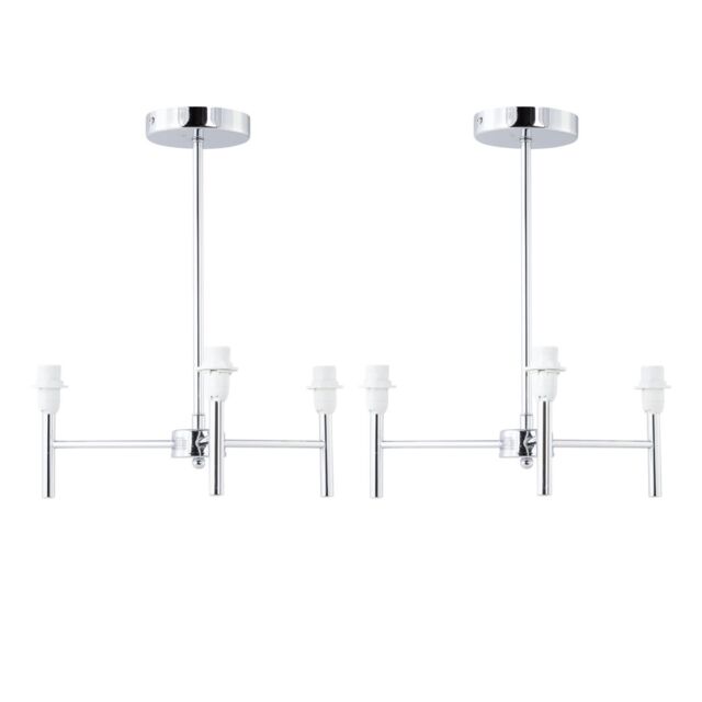 First Choice Lighting Set of 2 Brea - Chrome 3 Arm Semi Flush Fittings Only in Silver - image 1