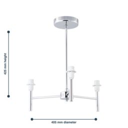 First Choice Lighting Set of 2 Brea - Chrome 3 Arm Semi Flush Fittings Only in Silver - thumbnail 4