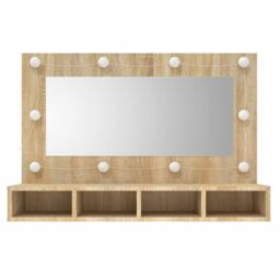 Berkfield Home Mirror Cabinet with LED Sonoma Oak 90x31.5x62 cm in Brown - thumbnail 4