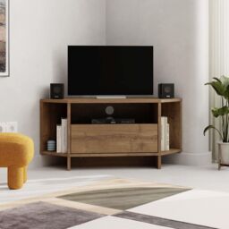 Decortie Viva' Modern Corner TV Unit for 34 Inches TVs in Dark Brown - Size: 1 Pack - thumbnail 5