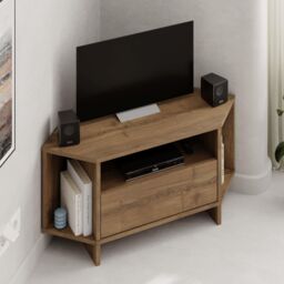 Decortie Viva' Modern Corner TV Unit for 34 Inches TVs in Dark Brown - Size: 1 Pack - thumbnail 1