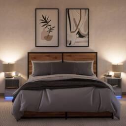 Berkfield Home Stylish Bedside Cabinets with LED Lights 2 pcs Grey Sonoma Engine - thumbnail 5