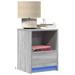 Berkfield Home Stylish Bedside Cabinets with LED Lights 2 pcs Grey Sonoma Engine - thumbnail 2