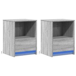 Berkfield Home Stylish Bedside Cabinets with LED Lights 2 pcs Grey Sonoma Engine - thumbnail 1