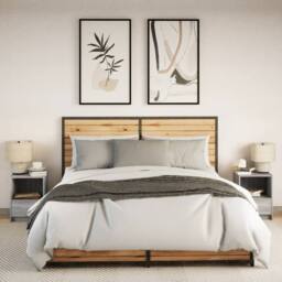 Berkfield Home Stylish Bedside Cabinets with LED Lights 2 pcs Grey Sonoma Engine - thumbnail 4