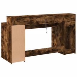 Berkfield Home Soft Desk with LED Lights Smoked Oak 160x55x91 cm Engineered Wood in Brown - Size: 160 x 55 x 91 cm - thumbnail 8