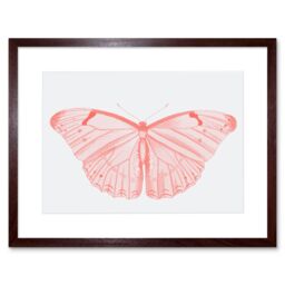 "Artery8 Wall Art Print Living Coral Butterfly Art Black Framed 9x7 inch in Brown - Size: W7"" x H9""" - thumbnail 1