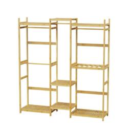 FORGEVIO Bamboo Garment Rail, Open Clothes Rack Wardrobe for Cloakroom Storage in Brown - thumbnail 3