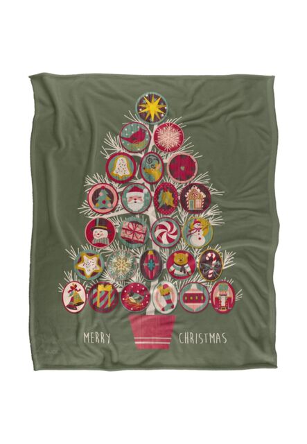 JQ Licensing Lc Christmas Tree Ornaments Silky Touch Super Soft Throw Blanket 152 X 127 cm in White - image 1