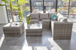 Furniture Maxi Vancouver 6 Seater Modular Rattan Sofa Set With Rain Cover in Grey - thumbnail 4