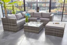 Furniture Maxi Vancouver 6 Seater Modular Rattan Sofa Set With Rain Cover in Grey - thumbnail 2