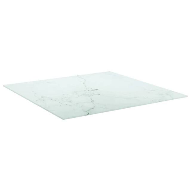Berkfield Home Table Top White 70x70 cm 6 mm Tempered Glass with Marble Design - image 1