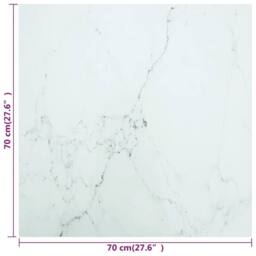 Berkfield Home Table Top White 70x70 cm 6 mm Tempered Glass with Marble Design - thumbnail 5