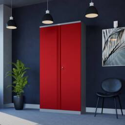 Phoenix Safe Company Steel Storage Cupboard in Grey & Red with Key Lock, SCL1891GRK - Size: 180 cm x 100 cm - thumbnail 6