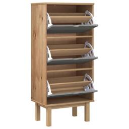 Berkfield Home Shoe Cabinet OTTA with 3 Drawers Brown&Grey Solid Wood Pine