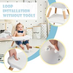 Costway 4 in 1 Baby High Chair Infant Child Feeding Seat Highchair Food Tray in Khaki - thumbnail 3