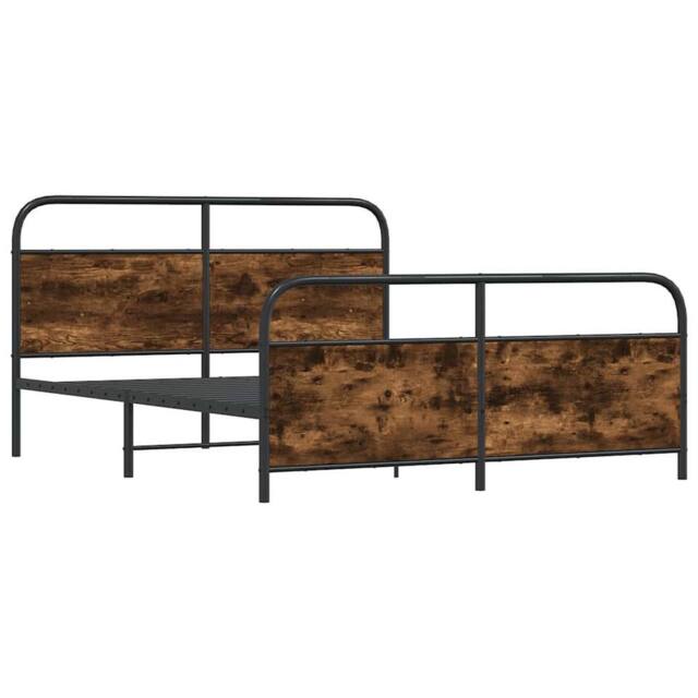 Berkfield Home Metal Bed Frame without Mattress Smoked Oak 183x213 cm in Brown - image 1