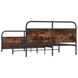 Berkfield Home Metal Bed Frame without Mattress Smoked Oak 183x213 cm in Brown - thumbnail 7