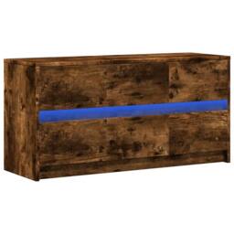 Berkfield Home TV Cabinet with LED Smoked Oak 100x34x50 cm Engineered Wood in Brown - Size: 100 x 34 x 50 cm - thumbnail 3