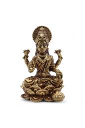 KDMD Brass Miniature Goddess Laxmi - 49mm, 52g, Handcrafted Indian Decor in Bronze - thumbnail 3