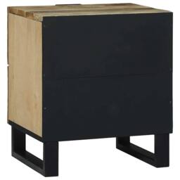 Berkfield Home Bedside Cabinet 40x33.5x46 cm Solid Mango Wood & Engineered Wood in Beige - thumbnail 5