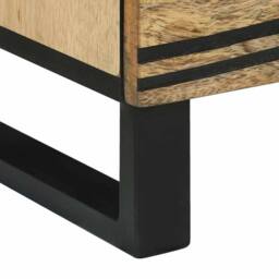 Berkfield Home Bedside Cabinet 40x33.5x46 cm Solid Mango Wood & Engineered Wood in Beige - thumbnail 8