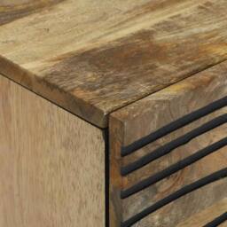 Berkfield Home Bedside Cabinet 40x33.5x46 cm Solid Mango Wood & Engineered Wood in Beige - thumbnail 6