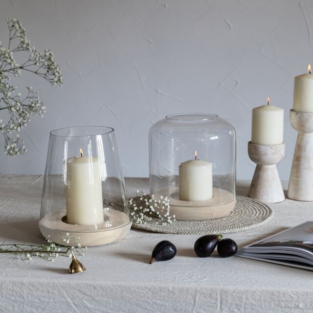 Ivyline Padstow Whitewash Rounded Lantern - H25 cm x 20cm - Matching Candle Holders & Plates Available - Made of premium quality wood - Size: Medium - image 1