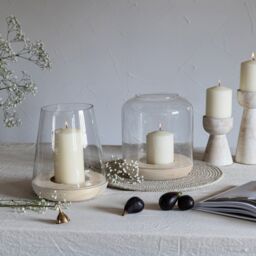 Ivyline Padstow Whitewash Rounded Lantern - H25 cm x 20cm - Matching Candle Holders & Plates Available - Made of premium quality wood - Size: Medium