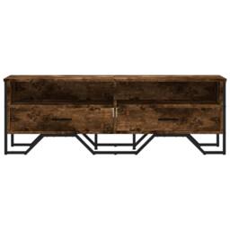 Berkfield Home TV Cabinet Smoked Oak 122x34x41 cm Engineered Wood in Brown - Size: 122 x 34 x 41 cm - thumbnail 4