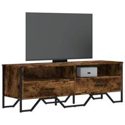 Berkfield Home TV Cabinet Smoked Oak 122x34x41 cm Engineered Wood in Brown - Size: 122 x 34 x 41 cm - thumbnail 2