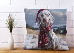 Warren Reed - Designer Snowy Christmas Weimarana Cushion in Grey - Size: 45 cm x 45 cm - thumbnail 2