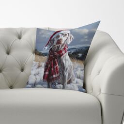 Warren Reed - Designer Snowy Christmas Weimarana Cushion in Grey - Size: 45 cm x 45 cm - thumbnail 3