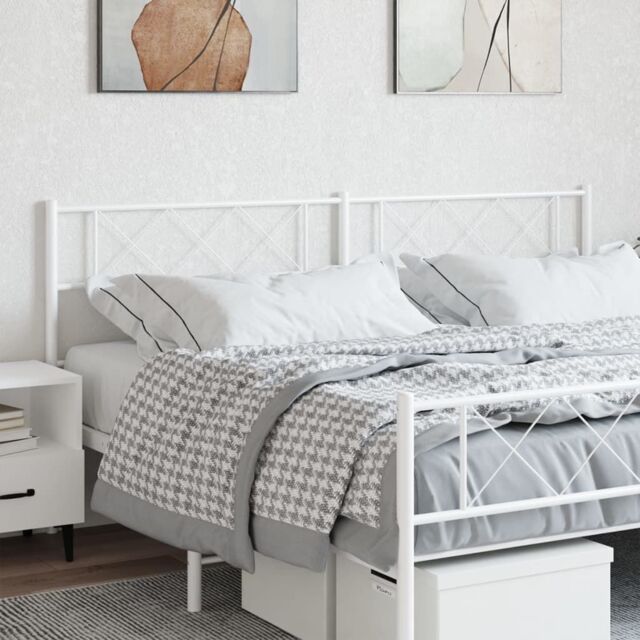 Berkfield Home Metal Headboard White 200 cm - image 1