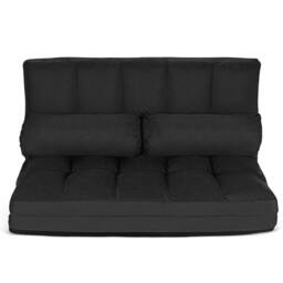 Costway Adjustable Floor Sofa 6-Position Foldable Lazy Sofa Bed in Black - thumbnail 3