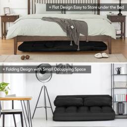 Costway Adjustable Floor Sofa 6-Position Foldable Lazy Sofa Bed in Black - thumbnail 6