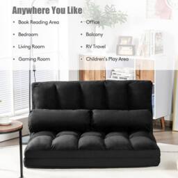 Costway Adjustable Floor Sofa 6-Position Foldable Lazy Sofa Bed in Black - thumbnail 5