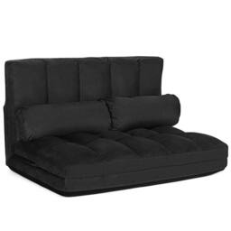 Costway Adjustable Floor Sofa 6-Position Foldable Lazy Sofa Bed in Black - thumbnail 7