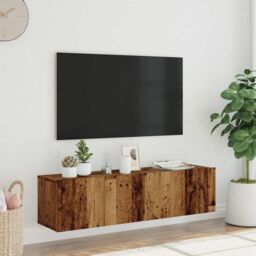 Berkfield Home Wall Mounted TV Cabinet Old Wood 120x30x30 cm Engineered Wood in Brown - Size: 120 x 30 x 30 cm - thumbnail 3