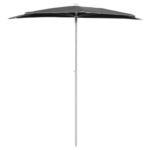 Berkfield Home Durable Garden Half Parasol with Pole 180x90 cm Anthracite in Charcoal - image 1