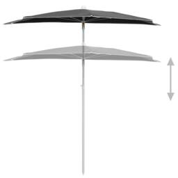 Berkfield Home Durable Garden Half Parasol with Pole 180x90 cm Anthracite in Charcoal - thumbnail 4