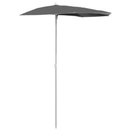 Berkfield Home Durable Garden Half Parasol with Pole 180x90 cm Anthracite in Charcoal - thumbnail 3