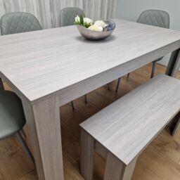 KOSY KOALA Grey Dining Table with 4 Diamond Stitched Grey Chairs & 1 Bench - Size: 140 cm x 80 cm - thumbnail 6
