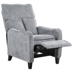 Wyld and Coco Heritage Reclining Armchair Grey Fabric High Back Vintage Style - thumbnail 2
