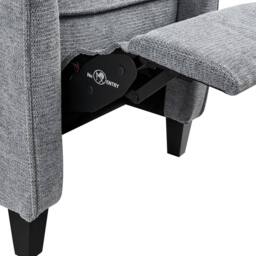 Wyld and Coco Heritage Reclining Armchair Grey Fabric High Back Vintage Style - thumbnail 8