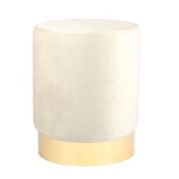 Kelvenix 1pc Cream Round Velvet Pouffe Bedroom Dressing Table Ottoman 29 x 36cm - Size: 29 x 36 cm - thumbnail 1