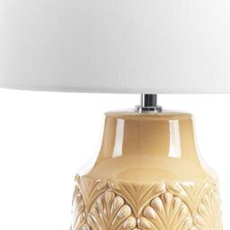 Wyld and Coco Yellow Glossy Ceramic Table Lamp Linen Shade - thumbnail 5