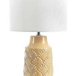 Wyld and Coco Yellow Glossy Ceramic Table Lamp Linen Shade - thumbnail 2